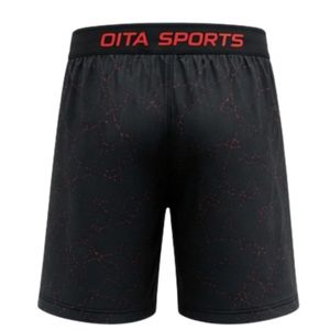 Black Red Speckled Print Sports <b>Shorts</b> with <b>Elastic</b> <b>Waistband</b> Lightweight Breathable Athletic Gym Fitness Training Performance - Product Image 2
