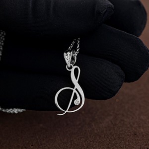Customize <b>Pendant</b> Diamond Letter S <b>Initial</b> <b>Pendant</b> Necklace Dainty Monogram Necklace 10K 14K 18K Gold or 925 <b>Silver</b> & Gold - Product Image 1