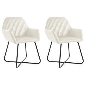 2 pz sedie da pranzo in velluto color crema - Product Image 1