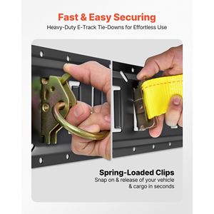 Kit de rails de fixation E-Track de 1,5 m (5 pi) en 6 pièces, comprenant 2 sangles à cliquet, 6 anneaux en O, 6 attaches, 1 anneau en D, 12 embouts pour garages et remorques - Product Image 5