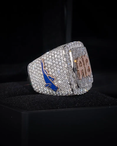 Luxury Moissanite Iced Out Initial AB Letter <b>Ring</b> Baguette and Round Cut Two Tone Hip Hop <b>Statement</b> <b>Ring</b> Fully Paved - Product Image 5