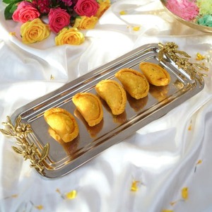 Plateau de service en métal tendance Smart Choice, plat décoratif en aluminium poli, plat à fruits pour la décoration de table de mariage ou de fête - Product Image 2