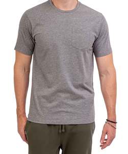 Camiseta de algodón gris de manga corta para hombre con bolsillo en el pecho y logotipo, corte regular, estilo casual, cuello redondo, tejido jersey. - Product Image 2