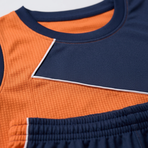 Ensemble d'uniformes de basketball orange et marine pour hommes, impression par sublimation, polyester respirant, tenue d'équipe pour adultes - Product Image 5