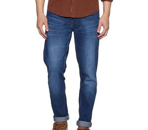 Men's Stonewashed <b>Straight</b> Leg Denim Jeans Mid Waist Slim Fit Cotton Woven Casual Autumn Wear - Product Image 1