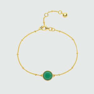 Pulsera de ónix verde, delicada, ajustable, con cadena, piedra preciosa facetada redonda, joyería minimalista y elegante, regalo para ella. - Product Image 3