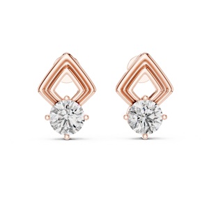 Elegant Square Design Daily Wear Jewelry Gift for Women Minimalist Princess Cut Moissanite <b>Stud</b> Earrings in 925 Silver Ring - Product Image 3