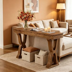Farmhouse Solid Wood <b>Console</b> <b>Table</b> <b>Narrow</b> Entryway <b>Table</b> Rustic Long Sofa <b>Table</b> for Hallway Living Room - Product Image 5