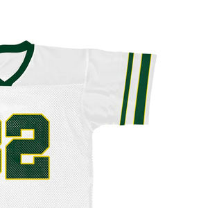 Maillot de football américain personnalisé blanc et vert en mesh, col en V, manches courtes, numéro 32, unisexe adulte, vêtement de sport respirant - Product Image 6