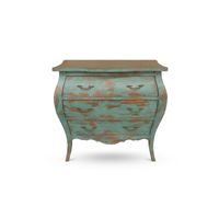 Commode à 3 tiroirs de style français bleu antique, meuble de rangement d'appoint de luxe vintage en bois, meuble de chambre à coucher
