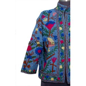 Chaqueta de Mujer con Patrón Floral Suzani TNT Hecha a Mano, 100% Algodón, Bordado a Máquina, Cuello en V, Transpirable, Ecológica, Abrigo de Invierno - Product Image 2