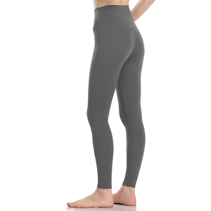 Leggings de yoga OEM taille haute sans couture, longueur cheville, taille élastique, couleur unie noire, en Spandex/Nylon, respirants et légers - Product Image 6