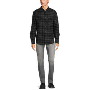 Men's Black Plaid Long Sleeve Casual <b>Shirt</b> Button Down <b>Collar</b> Full Sleeve Flannel Fabric Autumn Wear - Product Image 5
