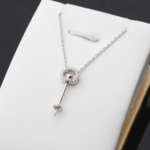 Pendentif en argent S925 en forme de petit arbre avec chaîne, ensemble de bijoux pour femmes, plateau vide en perles, accessoires de bricolage, produit semi-fini - Product Image 1