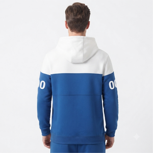 Sudadera con Capucha Personalizada con Logotipo Azul y Blanco para Hermandad, Bordada, de Alta Calidad, Algodón y Poliéster, Talla Grande, Ropa Griega - Product Image 4