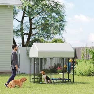 Recinto per Cani da Esterno Resistente 6FT X 4FT X 6FT in Rete Saldata con Chiusura Antifuga, Cuccia per Cani con Tetto, Trasportino per Animali - Product Image 2