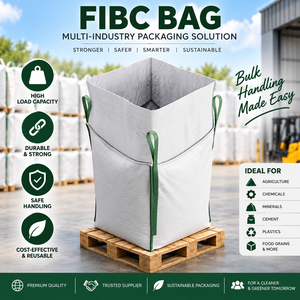 Bolsa a granel FIBC de 1.5 toneladas, 90x90x150cm, de PP tejido de alta resistencia, con falda superior y base plana, para cemento y productos agrícolas - Product Image 6