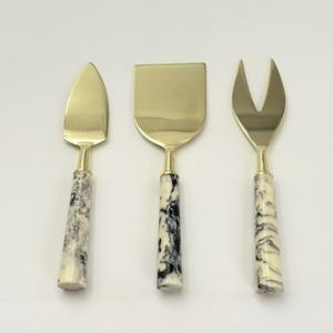 Juego de Cuchillos para Queso con Mango de Resina y Hoja Dorada, Utensilios de Cocina - Product Image 3