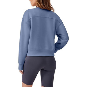 Sweat-shirt court à col rond pour femme, manches longues, décontracté, léger, basique, confortable pour tous les jours - Product Image 3