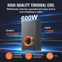 Trafo Toroidal 600W Tegangan Rendah 120V AC 12V AC untuk Penerangan Lanskap Luar Ruangan Lampu Kolam Renang Bersertifikasi ETL Model D0100H53J5X