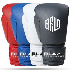 ถุงมือชกมวยหนังแท้สำหรับฝึกซ้อมคิกบ็อกซิ่ง มวยไทย MMA ต่อยมวย พร้อมสายรัดเวลโคร ขนาด 8 ออนซ์ ขายส่ง - Product Image 6