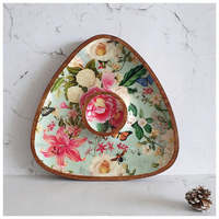 Plateau de service en bois écologique imprimé floral, plateau décoratif pour la maison, pour la table à manger, la cuisine, le café, le restaurant, cadeau
