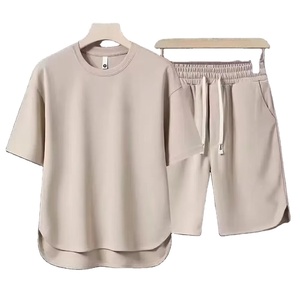 Ensemble pull-over homme en polyester/coton - T-shirt à manches courtes et short de qualité supérieure, coupe classique - Grande taille, respirant et léger pour l'été - Product Image 3