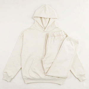 Conjunto Deportivo Urbano para Hombre, Estilo Casual, Mezcla de Algodón y Poliéster, Corte Holgado, Dos Piezas, Gris Melange - Product Image 1