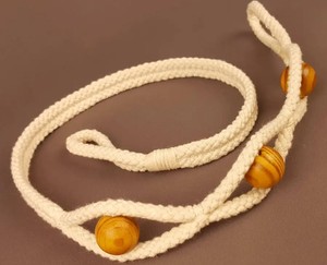 Wood Bead Curtain <b>Tiebacks</b> Cotton Rope, Beach House Decor - Product Image 3
