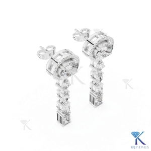 Boucles d'oreilles pendantes en diamant CVD cultivé en laboratoire, taille brillant, certifiées IGI, or massif 14 carats, bijoux de luxe pour femmes, bijoux de mariée - Product Image 1