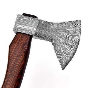 Hache de camping en acier Damas forgé à la main, manche en bois de palissandre, hache barbue viking, outil de survie en plein air, outil de bushcraft, cadeau pour homme - Product Image 3