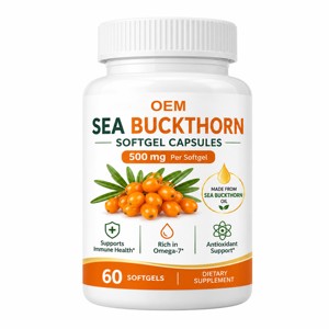 Gélules d'argousier OEM ODM 500mg pour la nutrition de la peau et des cheveux, capsules d'huile pure d'Hippophae Rhamnoides pour le bien-être quotidien - Product Image 1