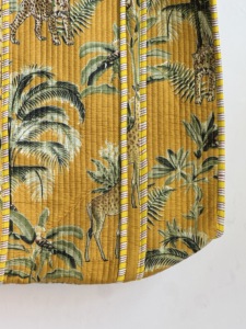 <b>Yellow</b> Leopard Print Quilted Tote <b>Bag</b> Cotton Fabric Bohemian Style Open Top Summer Shopping <b>Bag</b> - Product Image 2