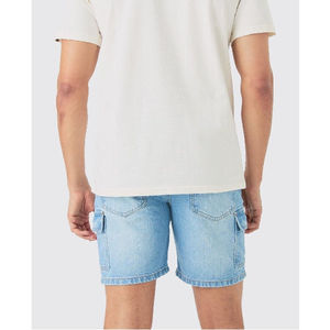 Shorts en jean premium pour homme, taille haute, coupe décontractée, multi-poches, délavé, couleur unie, séchage rapide, imperméable, style cargo, avec poches latérales - Product Image 6