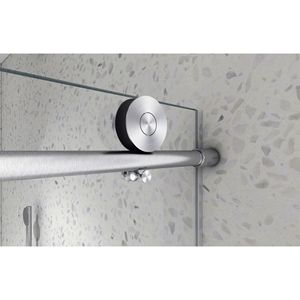 6063 negro mate sin marco una puerta de ducha fija una desplazada 70MM 304 poleas grandes de acero inoxidable cierre suave ajustable - Product Image 2