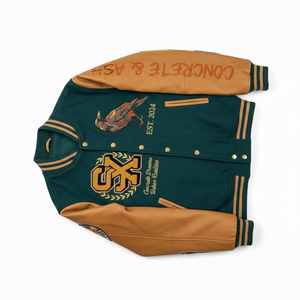 Chaqueta Varsity de Lona con Mangas de Cuero, Bordado Chenille, Personalizada con Letras de Béisbol, Teñida Lisa, para Invierno, Fabricada por OEM - Product Image 3