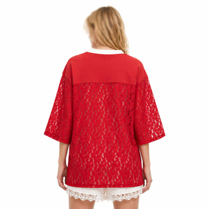 Women American Football Jersey Lace Mesh Oversized Streetwear Sports <b>Top</b> Custom Fashion OEM ODM Supplier - Product Image 2
