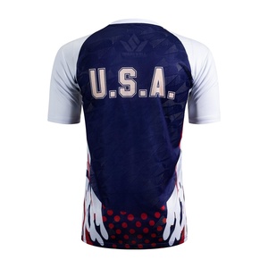 Camiseta de Fútbol para Hombre de EE. UU., Manga Corta, Estampado Sublimado, Cuello Redondo, Absorbe la Humedad, Ajuste Atlético, Personalizable, para Verano - Product Image 1