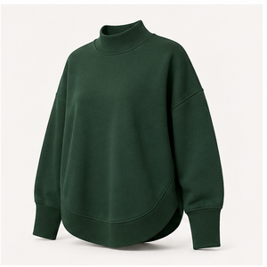 เสื้อสเวตเชิ้ตคอเต่าทรงยาวสีเขียวป่าสำหรับผู้หญิง รุ่น WSS-0017 - Product Image 3