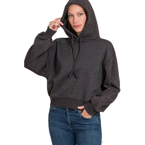 Street Wear Latest Design Custom Logo Oversized Crop <b>Top</b> Pullover Sweatshirt Cropped Hoody Women Crop <b>Top</b> Hoodies - Product Image 1