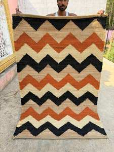 Alfombra de Yute Natural con Patrón Chevron Hecha a Mano, Alfombra Decorativa Geométrica Moderna, Ecológica y de Primera Calidad, Cómoda - Product Image 6