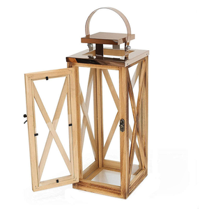 Lanterne en bois massif écologique, décoration d'intérieur vintage, support de bougie en bois pour jardin, Ramadan, extérieur, impression typographique MULTI CRAFT - Product Image 1