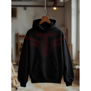 Sweat à capuche pour femme Tactus Industries, noir uni, logo sur le devant, coupe classique, tricoté, 100% coton, respirant, vêtement décontracté pour l'hiver - Product Image 1