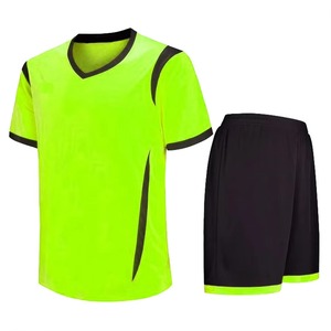 Ensemble de maillot de football pour homme à col en V, vert et noir, sublimé, manches courtes, respirant, vêtements de sport pour toutes les saisons, coupe classique - Product Image 1