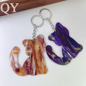 QY minimaliste dégradé acrylique chat porte-clés mignon chaton sac breloque Animal porte-clés pendentif nouvel accessoire de - Product Image 5