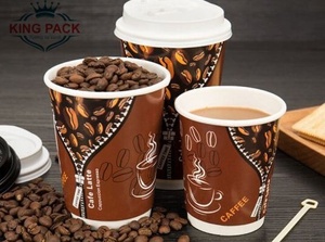 Vasos de Papel de Doble Pared Impresos de 8oz para Café, Bebidas Calientes para Llevar, Vasos Desechables para Bebidas Calientes, Diseño de Café Latte - Product Image 1