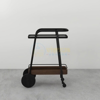 Chariot à boissons en métal à deux niveaux avec roulettes pour hôtel et salon