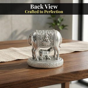 Arya Digital Silver Plated Kamdhenu Cow Idol 3.5 Inch Traditional Design Tabletop Auspicious Vastu Home Decor <b>Pooja</b> Room <b>Mandir</b> - Product Image 6