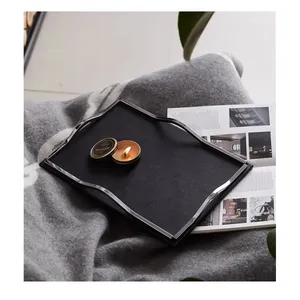 Minimalist Black Ceramic Eco-Friendly Serving Tray with Metal <b>Frame</b> Round Design for Elegant Dining Presentation - Product Image 4