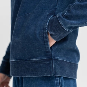 Sweat-shirt en denim pour hommes et femmes, entièrement personnalisable, streetwear, 360g, 100% coton, respirant, séchage rapide, haute qualité, couleur personnalisable - Product Image 4